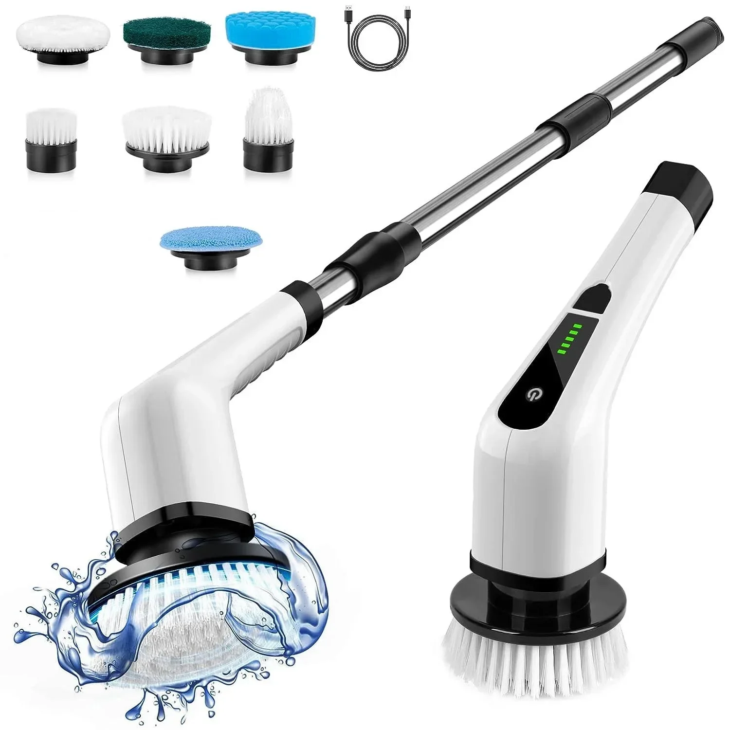 9 In 1 Electric Cleaning Brush Window Wall Cleaner Electric Turbo Scrub Brush Rotating Scrubber Kitchen Bathroom Cleaning Tools