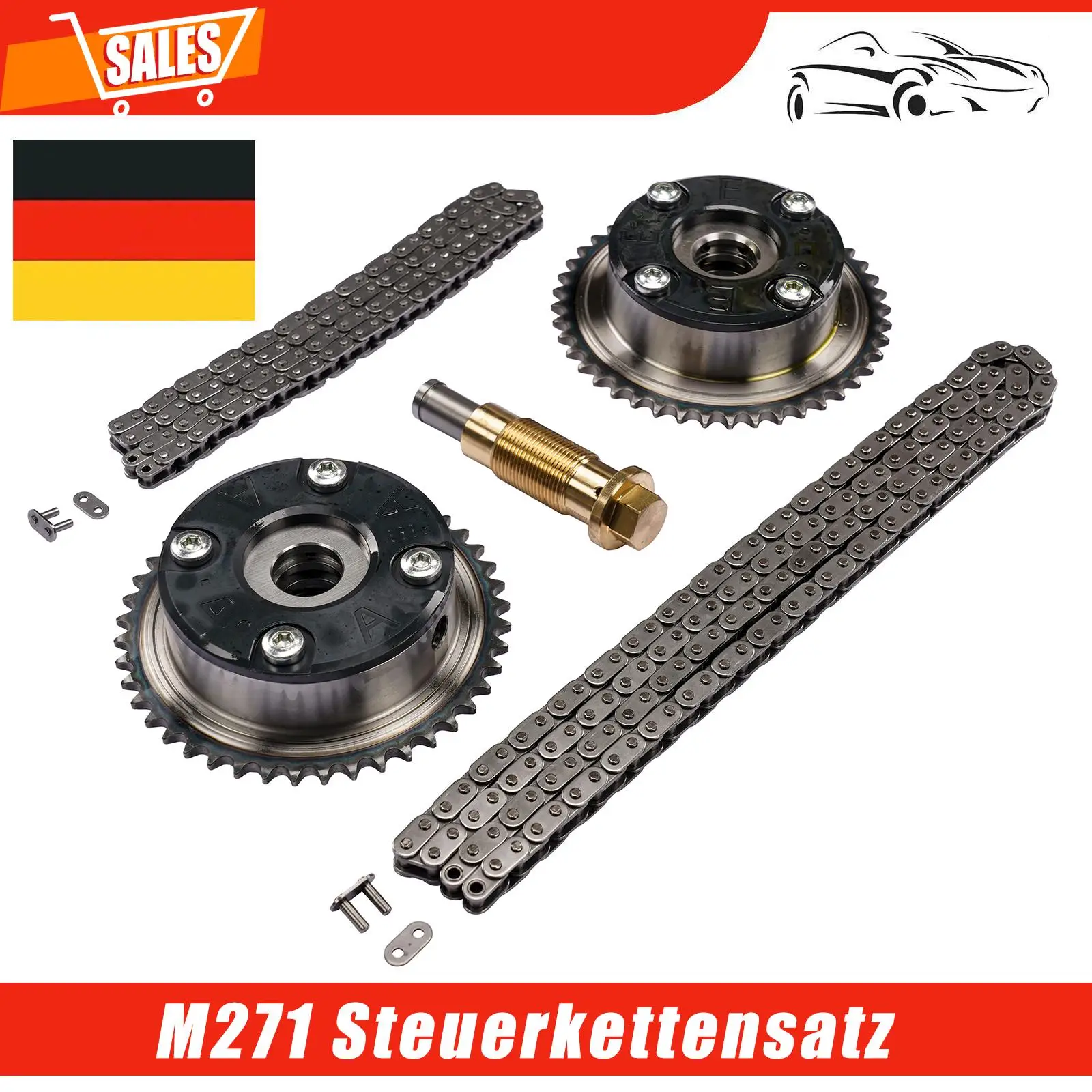 AP02 For Mercedes C E M271 1.8L Petrol VVT Camshaft Gears & Timing Chain Kit & Gasket