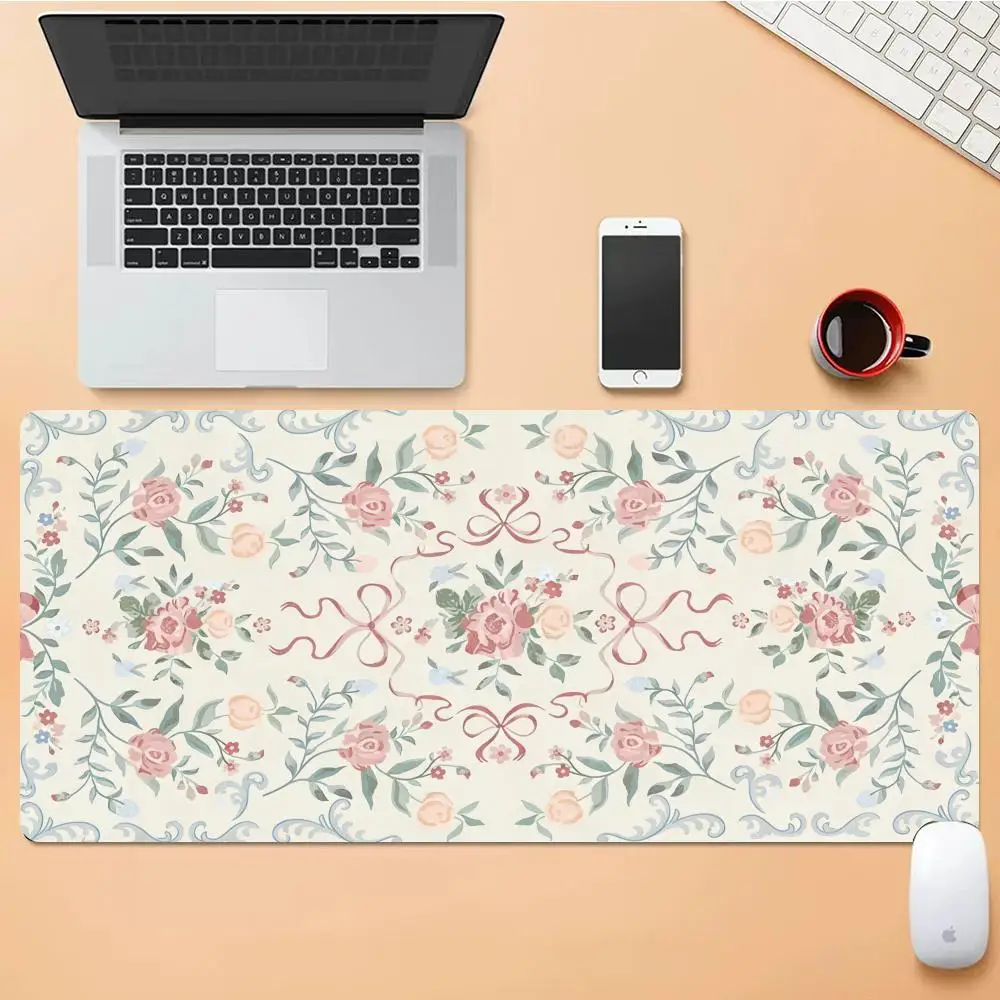

XAXC Mouse Pad The green floral Persian mouse pad Desk Mouse Pad Cute HD Desk Pad Extended Gaming Keyboard Mats Large XXL90x40