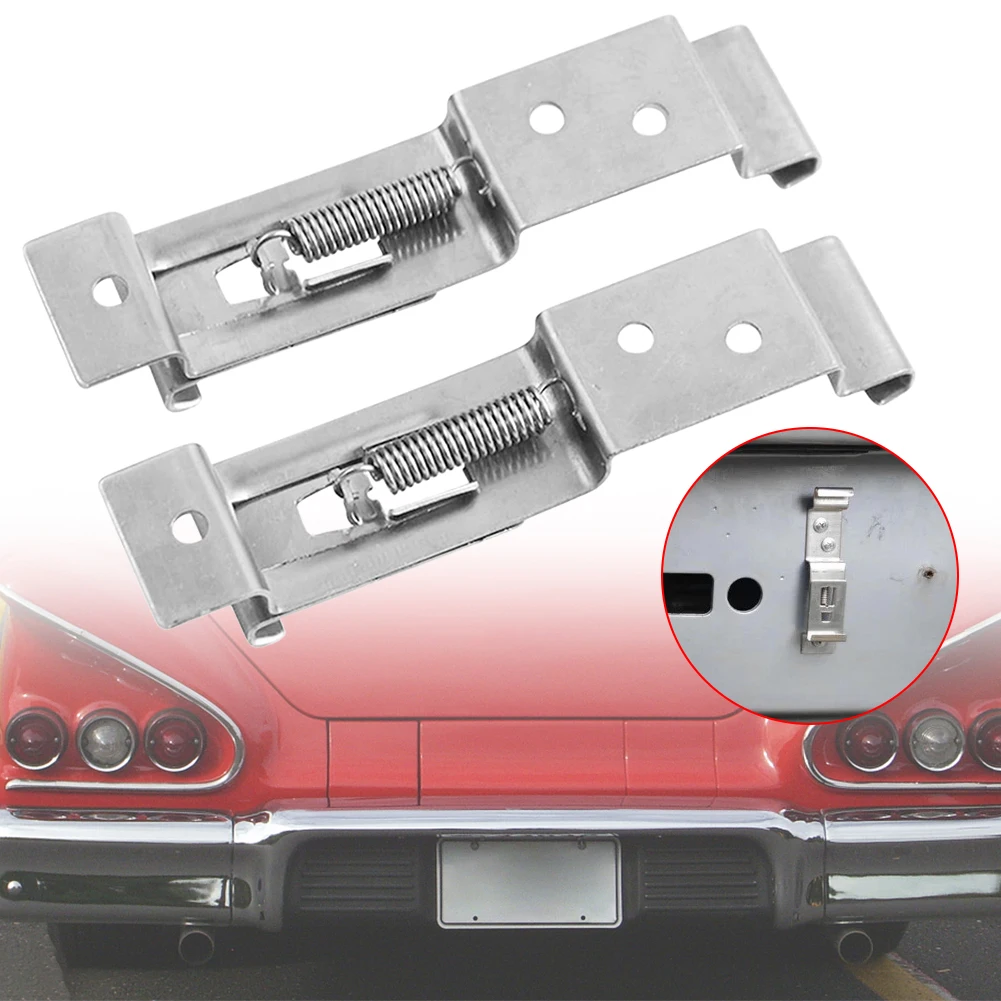 

2PCS Car Frame Holder Clamps Rectangular Trailer Number Plate Holder Clips Spring Loaded Number Plate Clamps Stainless Steel