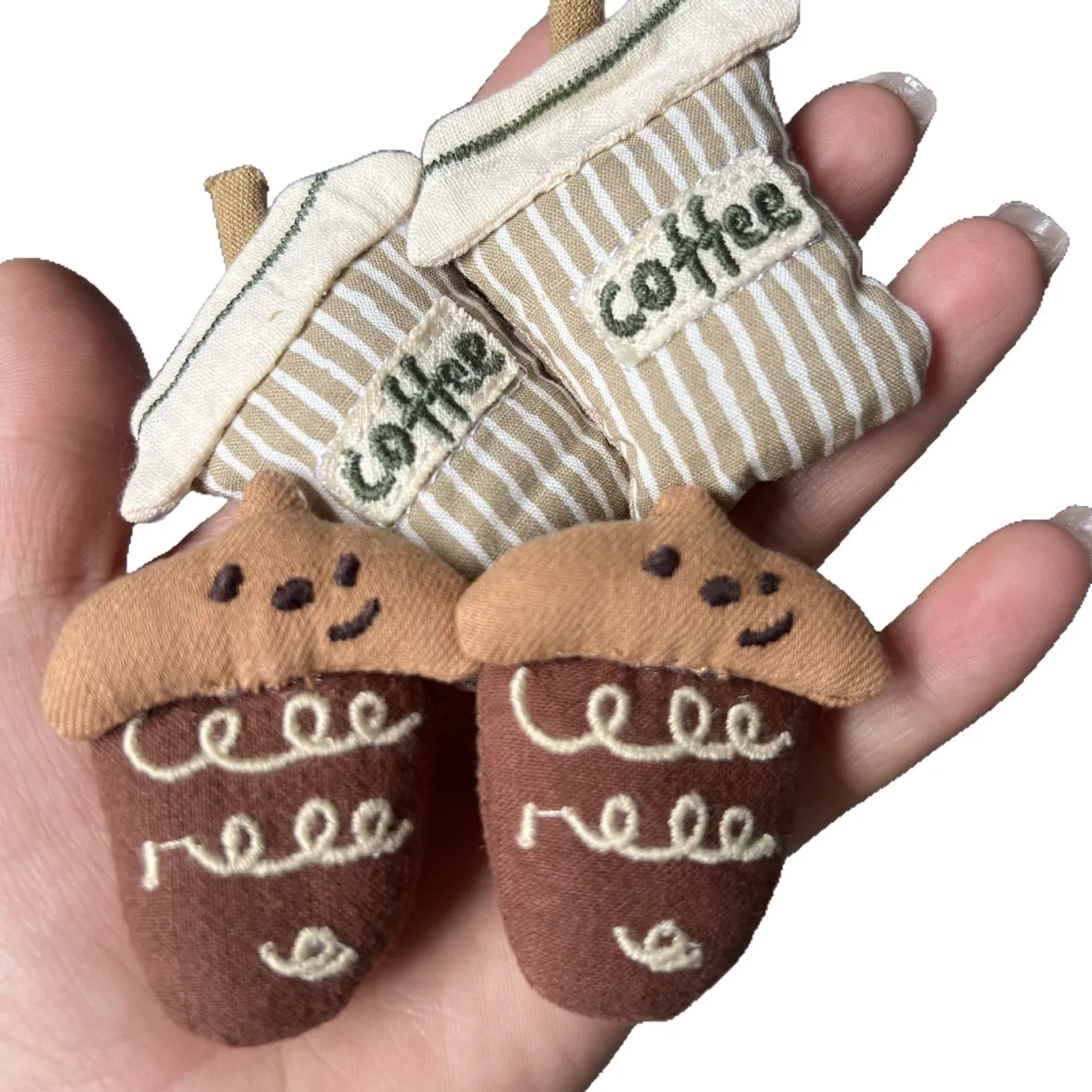 Premium Handmade Fabric Coffee Cup Korean Cartoon DIY for Children Clothing Bag Pet Collar Embellishment Lightweight Kawaii