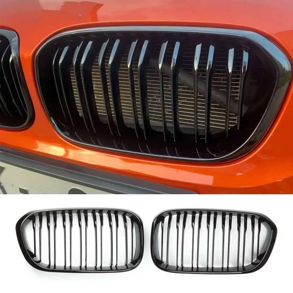 

1 Pair Front Grilles For BMW 1 Series F20 F21 2015-2019 Gloss Black Kidney Grill Replacement Racing Front Bumper Grilles