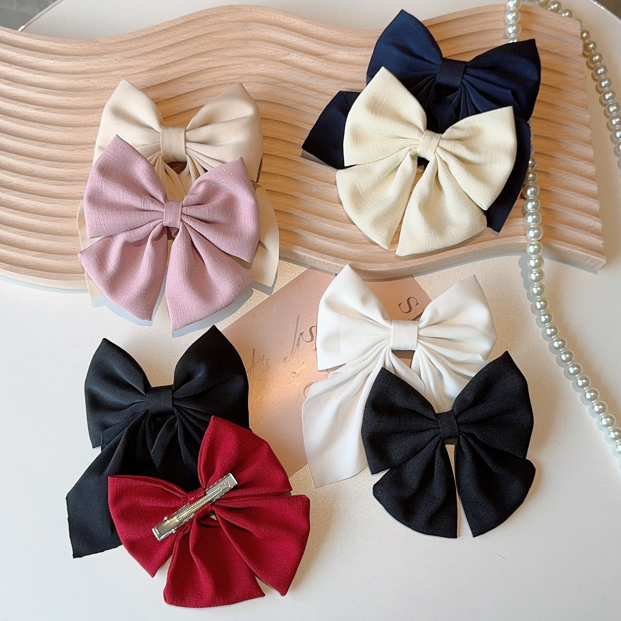 

2PCS/Lot Hair Bows Solid Color Grosgrain Ribbon Boutique Hair Clip Girls Hairgrips New Headwear Kids Handmade Hair Accessories