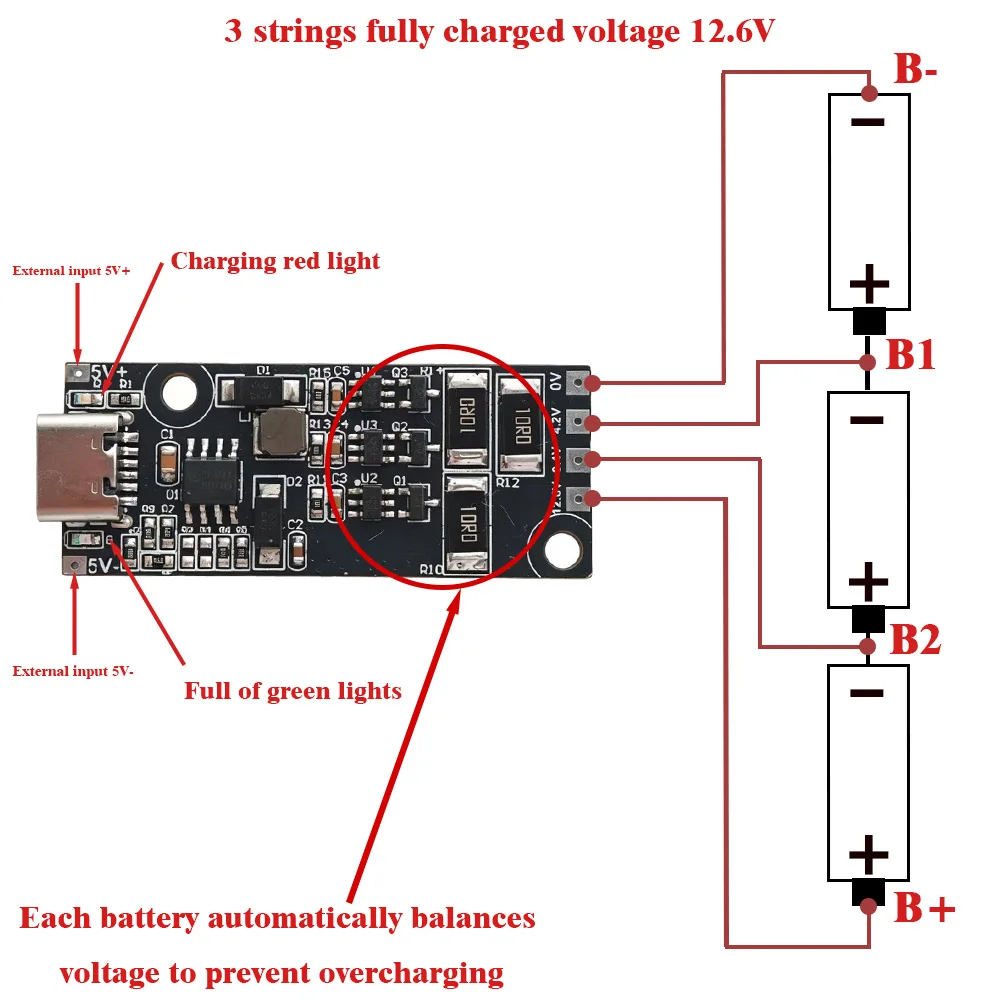 3S Lithium Battery Boost Charging Board Power Battery Charger 18650 Battery Charging Module 4.2V/8.4V/12.6V 2A