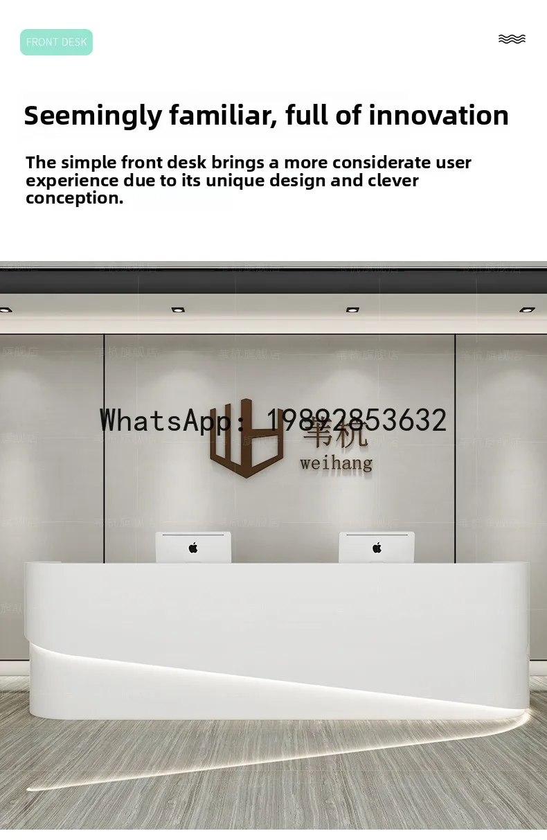 YFY Painted Front   Reception  Curved Beauty Salon Cashier  Store Counter Company Information Desk