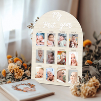 1set 12 Months Milestone Board My First Year Photo Display Wood Board Baby's First Year Picture Frame One Year Birthday Favor