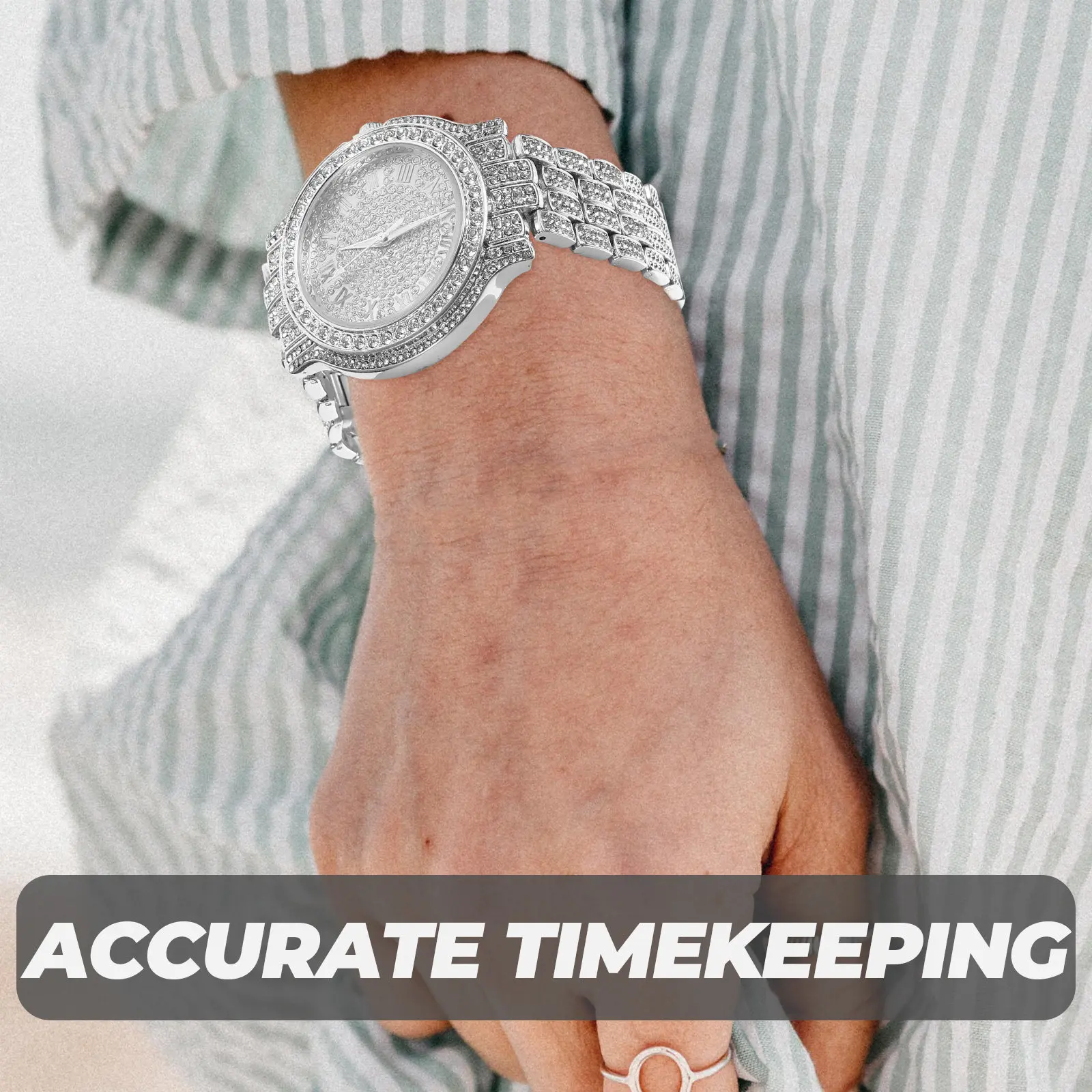 

Элегантные женские кварцевые наручные часы с инкрустацией стразами, полированный ремешок, удобные, повседневные, стильные, модные женские часы-украшение