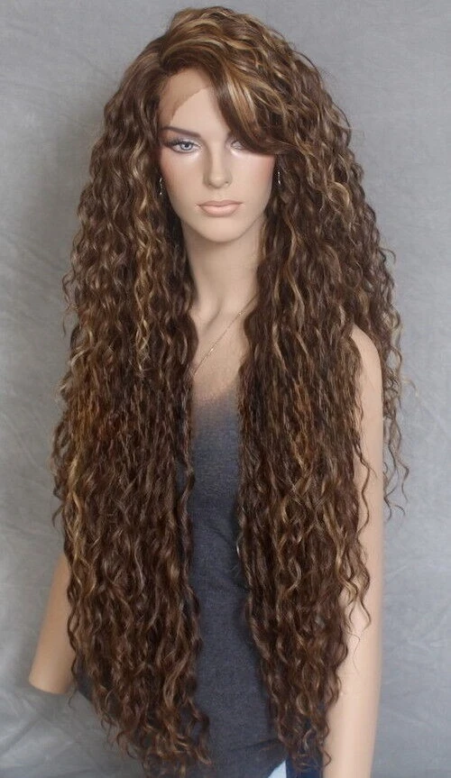 Haarmischung, volle Lace-Front-Perücke, gewellt, braun, Hitze, OK WBSM 8-27-613