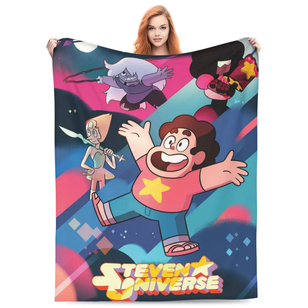 Steven Universe Cute Cartoon Blankets Flannel Sofa Throw Blanket Portable Throw Blankets for Home Bedroom Throws Bedspread Quilt