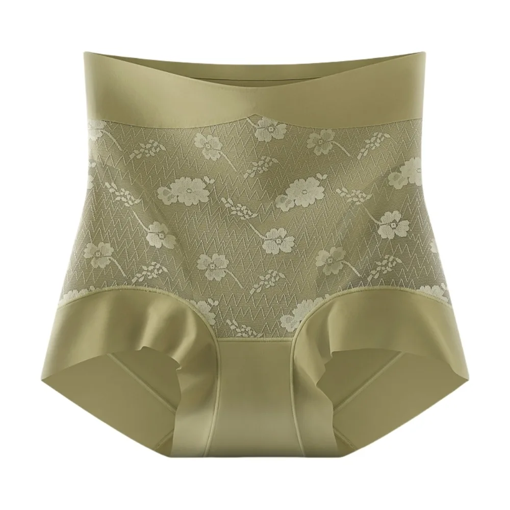 

High Waist Postpartum Body Shaper Flowers Large Size Satin Butt Lifter Briefs Waist Trainer Belly Contracting