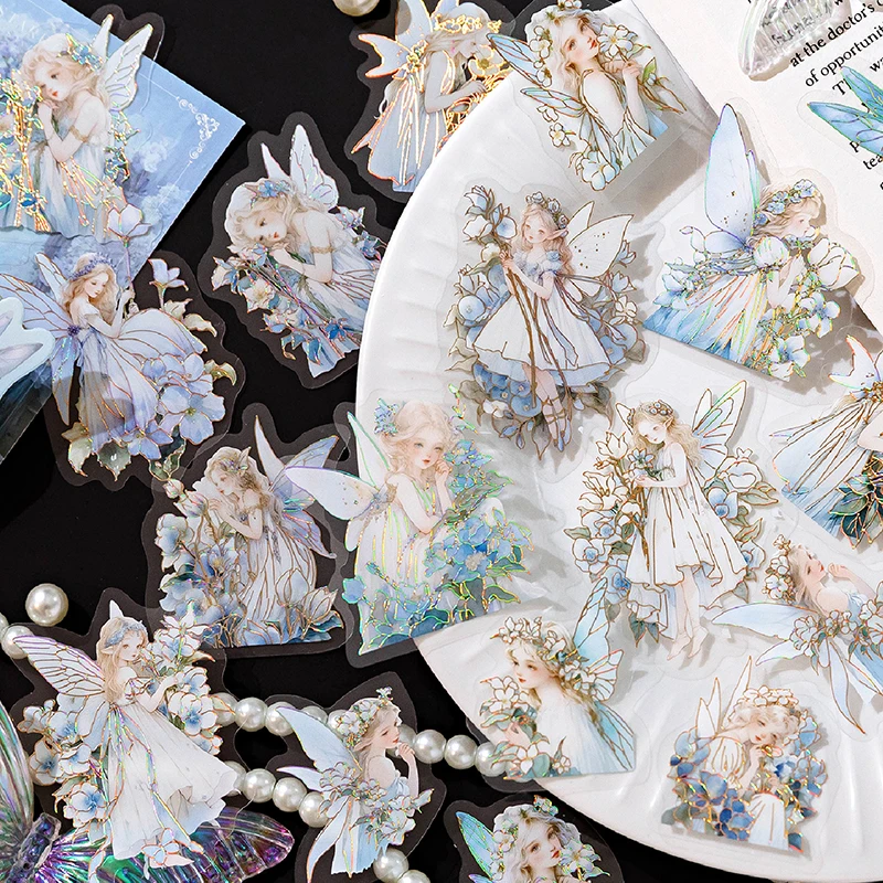 30Pcs Flower Angel Series Scrapbooking Decorative Stickers Pack Material Perfect for Collage Journaling Craft Diy Supplies