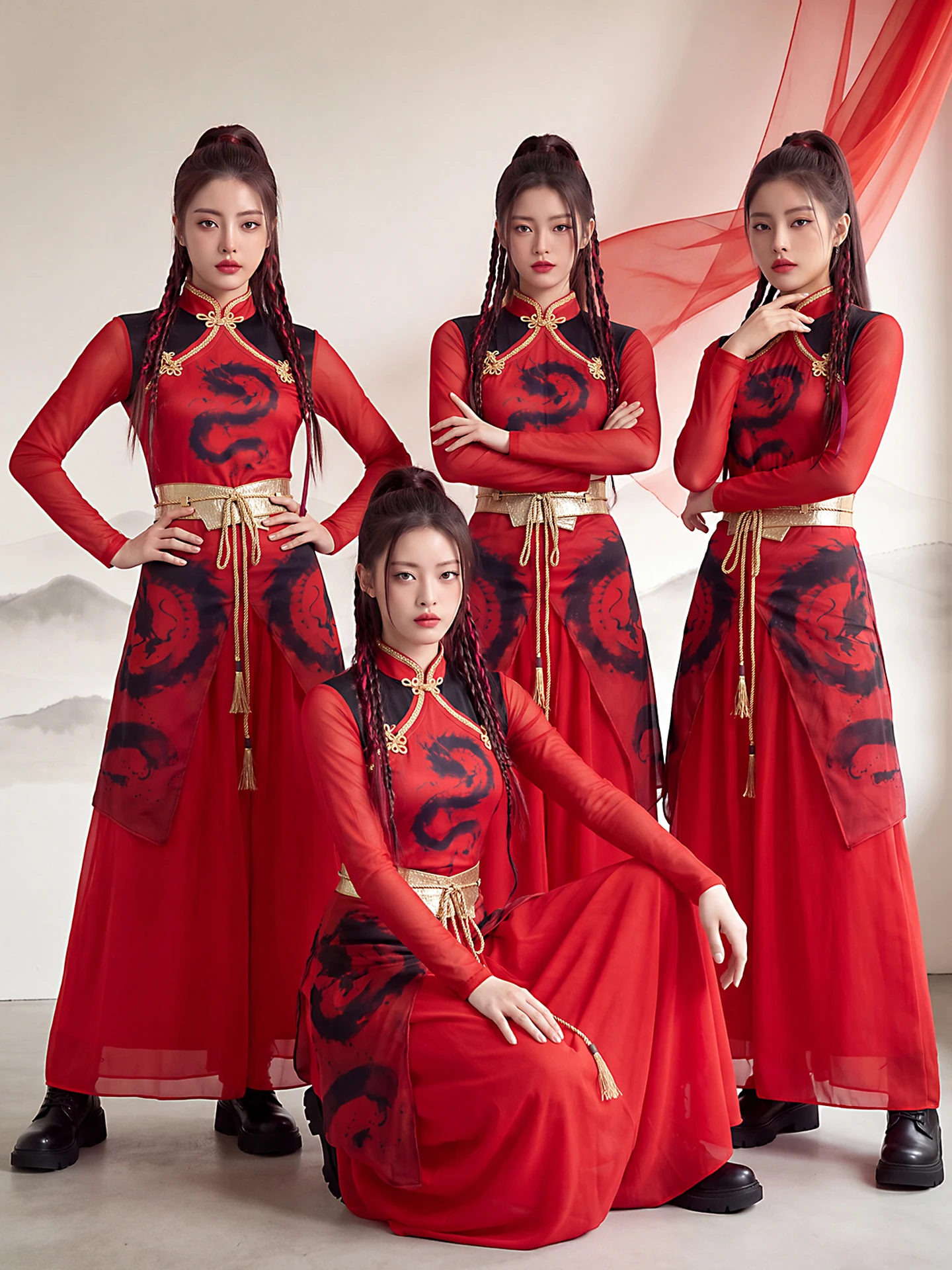 Women's Stage Performance Costume Jazz Dance Outfit New Style Drum Performance Suit Lightweight Breathable Roman Print One-Piece