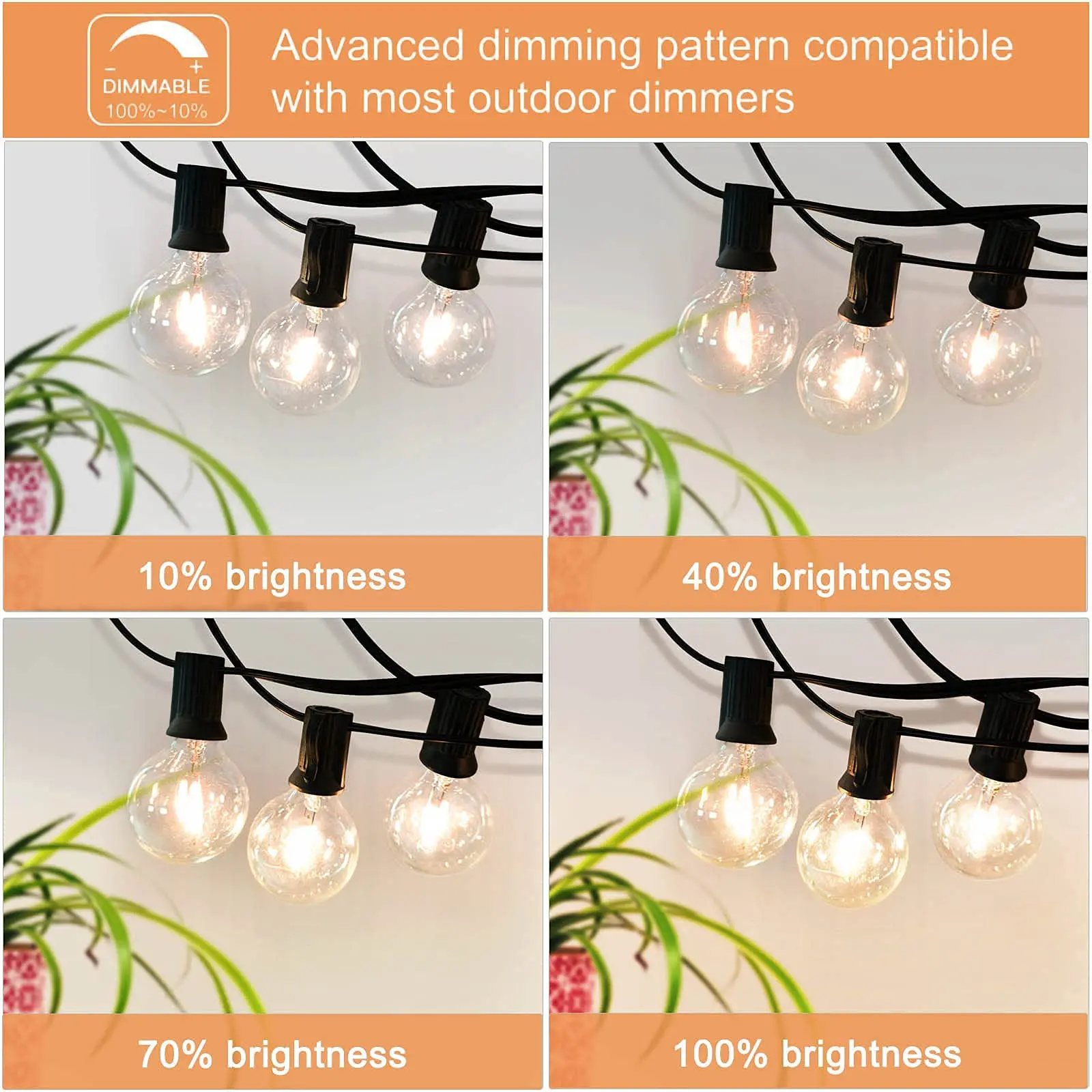 25pcs/lot Outdoor G40 LED String Light Bulb Globe Replacement Led Bulbs 220V E12 Base Socket Incandescent Bulb Garden Decoration