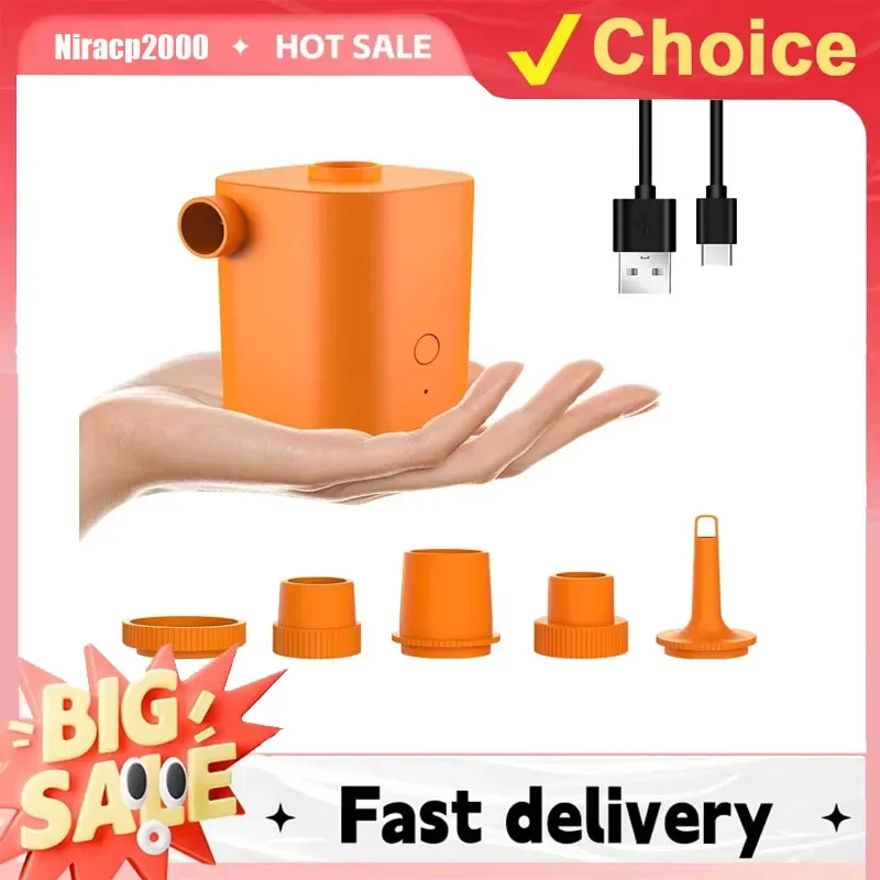 

Electric Air Pump Multifunction Portable Air Pump USB Charging Mini Air Pump with 5 Nozzles for Air Mattress Air Bed