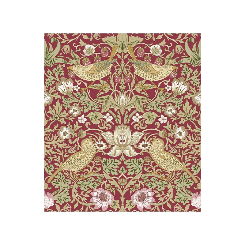 Vintage Birds Berries Floral Peel and Stick Wallpaper for Bathroom Bedroom Retro Removable Flower Contact Paper Cabinets Mural