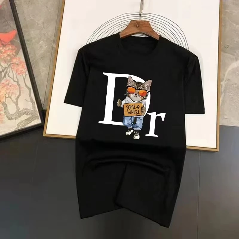 

Летняя хлопковая мужская футболка 2026 года, высококачественная мужская рубашка, винтажный брендовый модный повседневный уличный стиль, футболка с коротким рукавом для мужчин/женщин