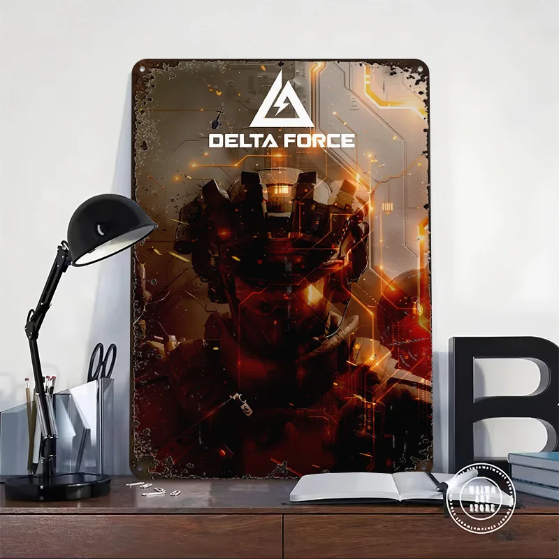 Delta Force Sci-Fi Soldier 3D Printed Texture Poster Personalized Wall Art Retro Metal Tin Signs for Decoration Garage Wand Deko