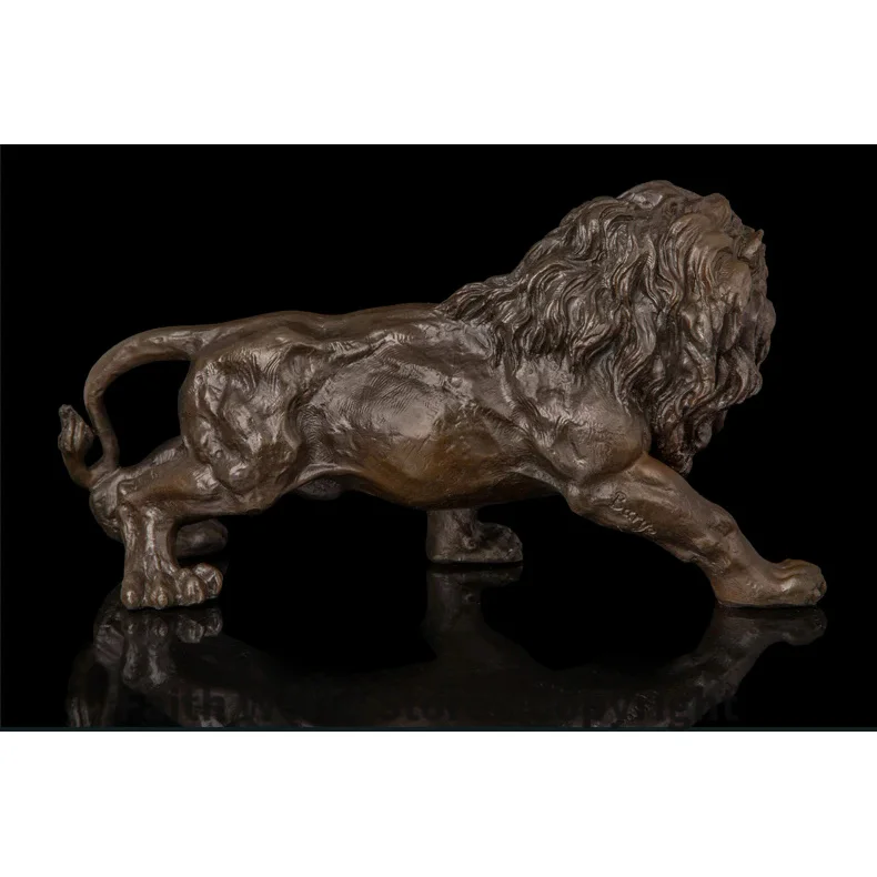 2025 -TOP COOL -office home LIVING ROOM TOP ART Decoration--33CM LARGE Wild animal LION ART FENG SHUI bronze statue sculpture