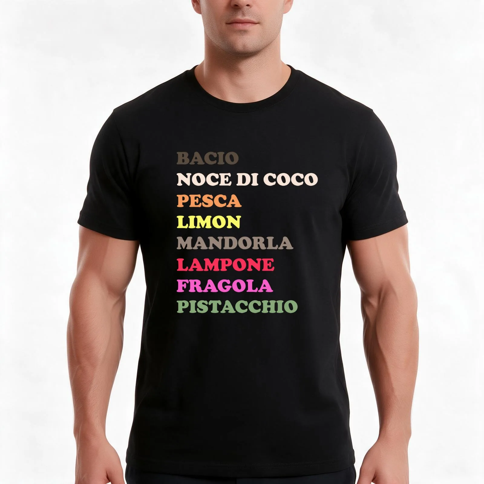 Gelato Flavors Italian Treat Sure To Satify Sweet Tooth T-Shirt, Summer Casual Cotton Tee, Oversized Streetwear Tops