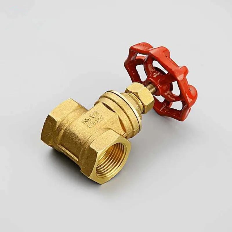 1PCS Wasser Messing Absperrventil Rote Kappe Geformt Griff Innengewinde Dual Ports