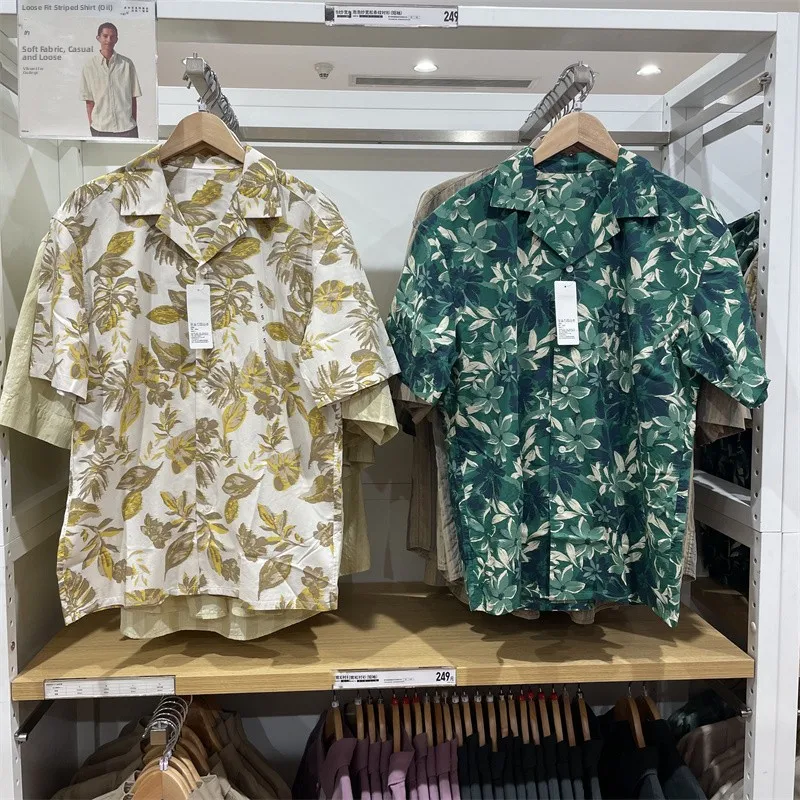 

Casual Modal Cotton Blend Printed Shirt for Men Summer Collection Cool Feeling Thin Material Short Sleeve Collar Open Ca...