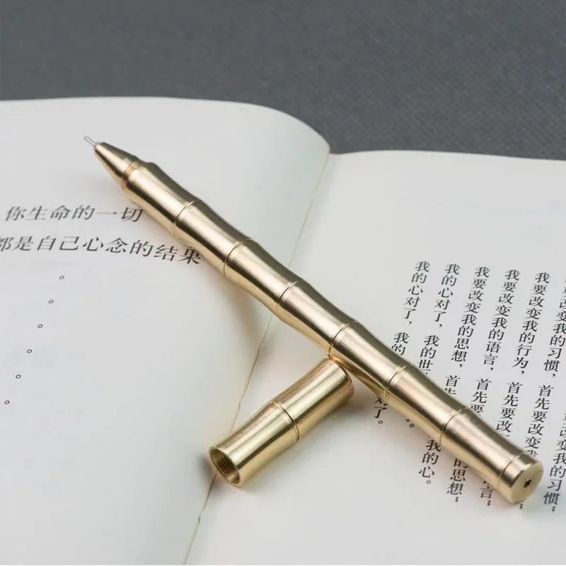 

Brass Bamboo Joint Pen Metal Business Signature Pen Retro Copper Pen Gel Pen Student Laser Engraved Student Gift
