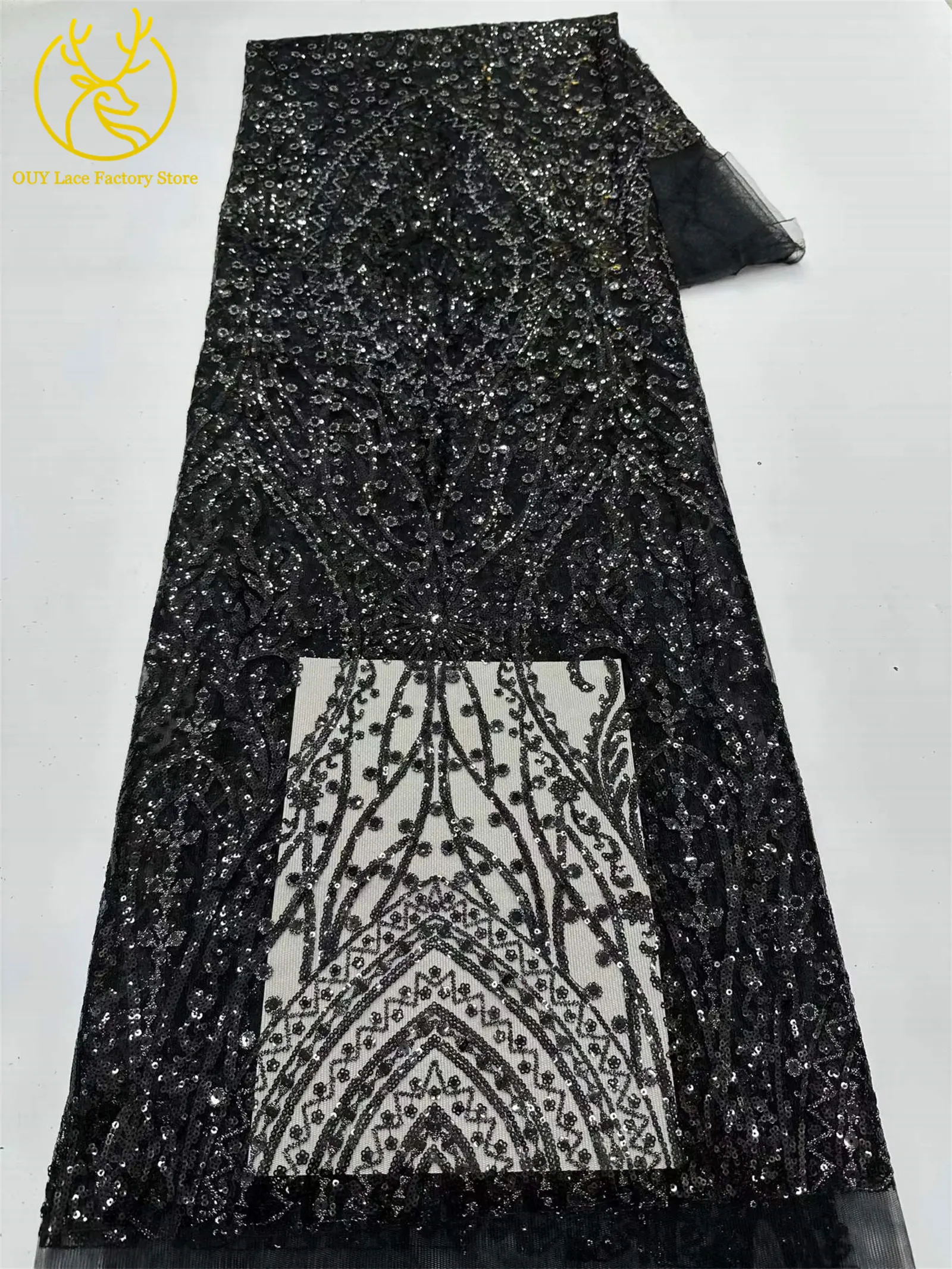 5 Yards Brauner Afrikanischer Spitzenstoff 2026 Nigerianische Pailletten Perlen Hochzeitsdekoration Tüll-Spitzenstoff Braut Partykleid Nähen – Detail 13