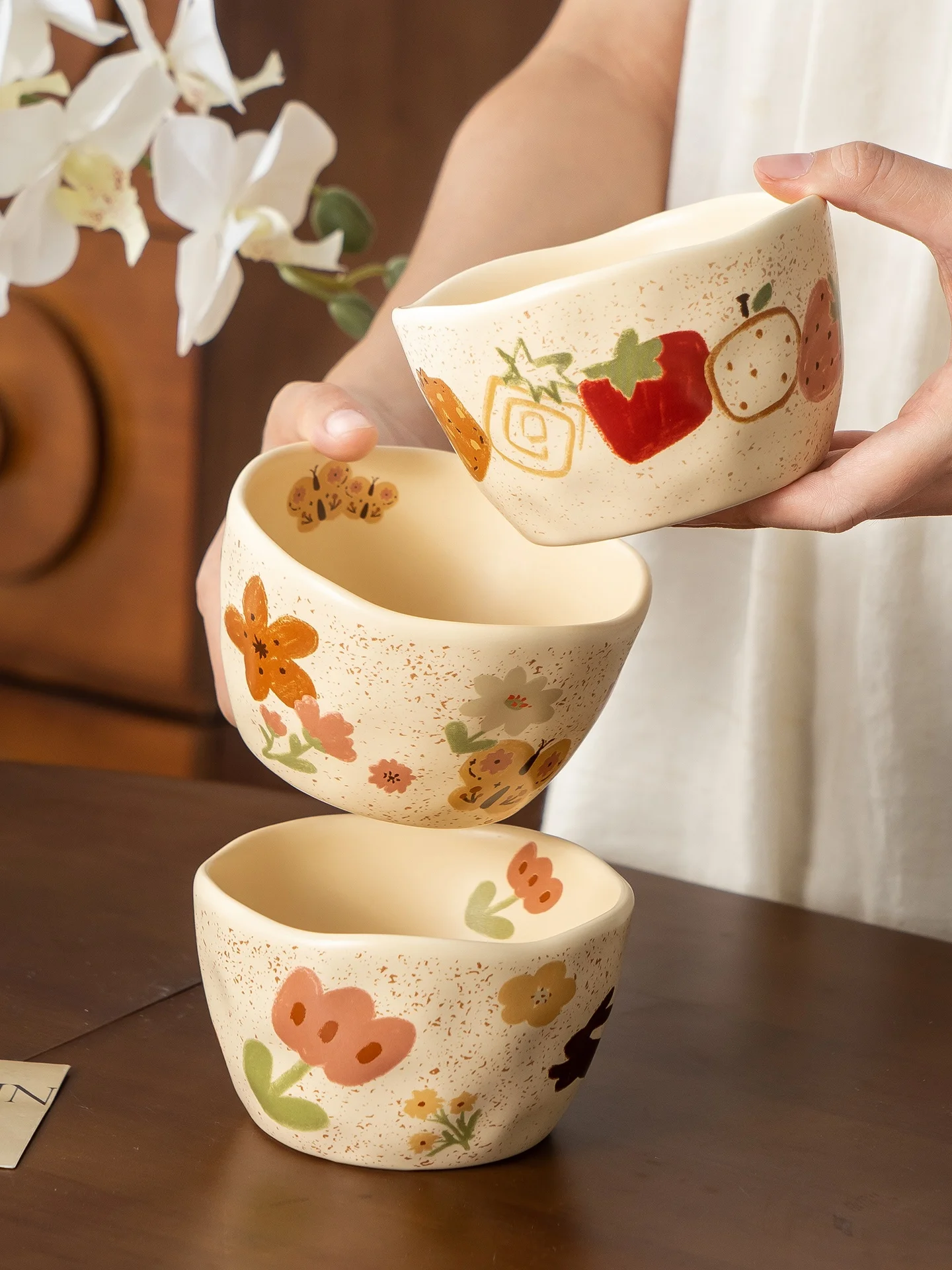 

Ele Cerc Bowl for Rice Children's Fruit Bowl Cute Special Good Looking Dinnerware Set round ape Microwave Oven Se