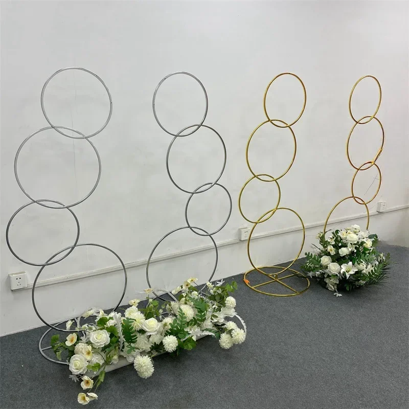 Wedding Props, Iron Flower Racks Background, Circular Ring Road, Wedding Decoration, Floral Ornaments, Square Circle Backdrop 2