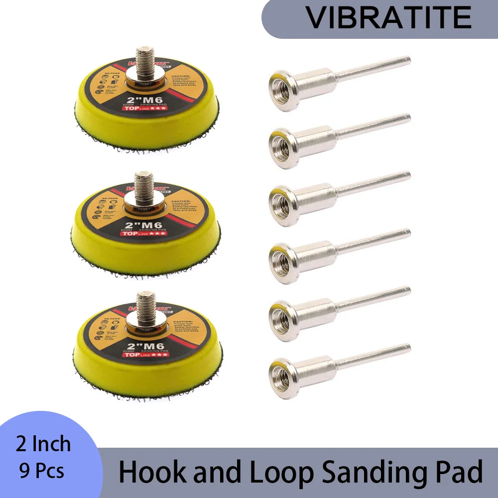 

2 Inch Hook and Loop Sanding Pad 9 Pcs with 1/4 inch Shank Soft Foam Layer Buffering Pad for Most Rotary Tools Pneumatic Grinder