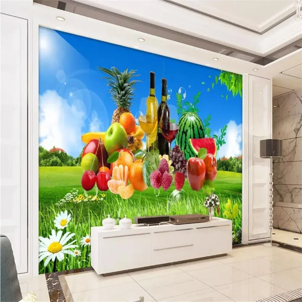 

Фотообои на заказ, кухонный фруктовый магазин, ресторан, фоновые наклейки, домашний декор, красное вино, рулон обоев, 3D настенные обои