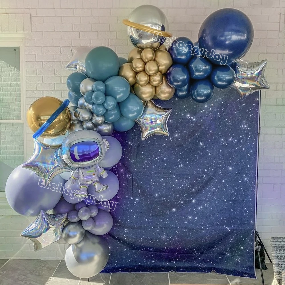 Outer Space Birthday Balloons Garland Arch Kit Astronaut Foil Balloons Galaxy Theme Baby Shower Boys Birthday Party Decorations