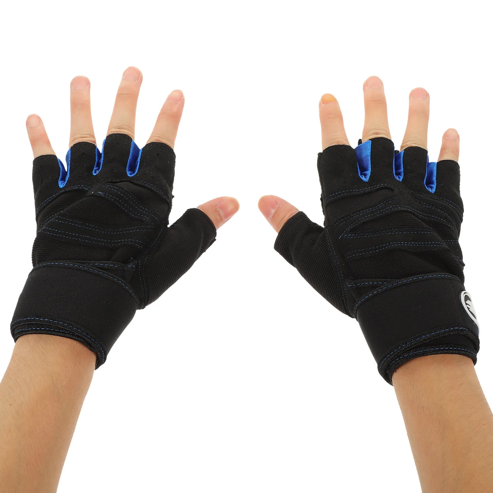 1Pair Fitness Half-Finger Gloves Dark Blue Size L Breathable Elastic Mountain Climbing Riding Weightlifting Anti-Slip Shockproof