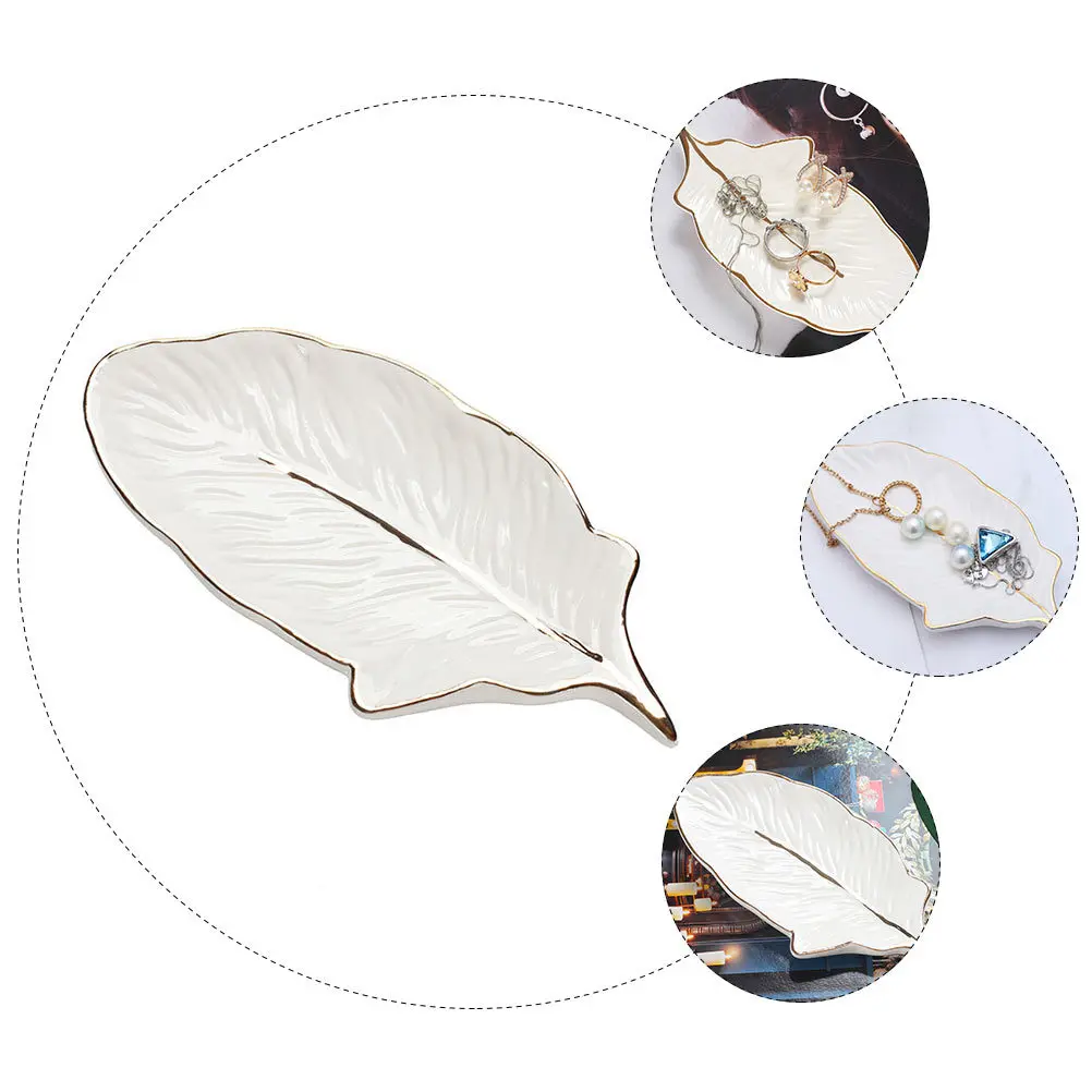 1Pcs Storage Tray Durable Ceramic Multipurpose Jewelry Cosmetics Organizer Desktop Display Decorative Plate
