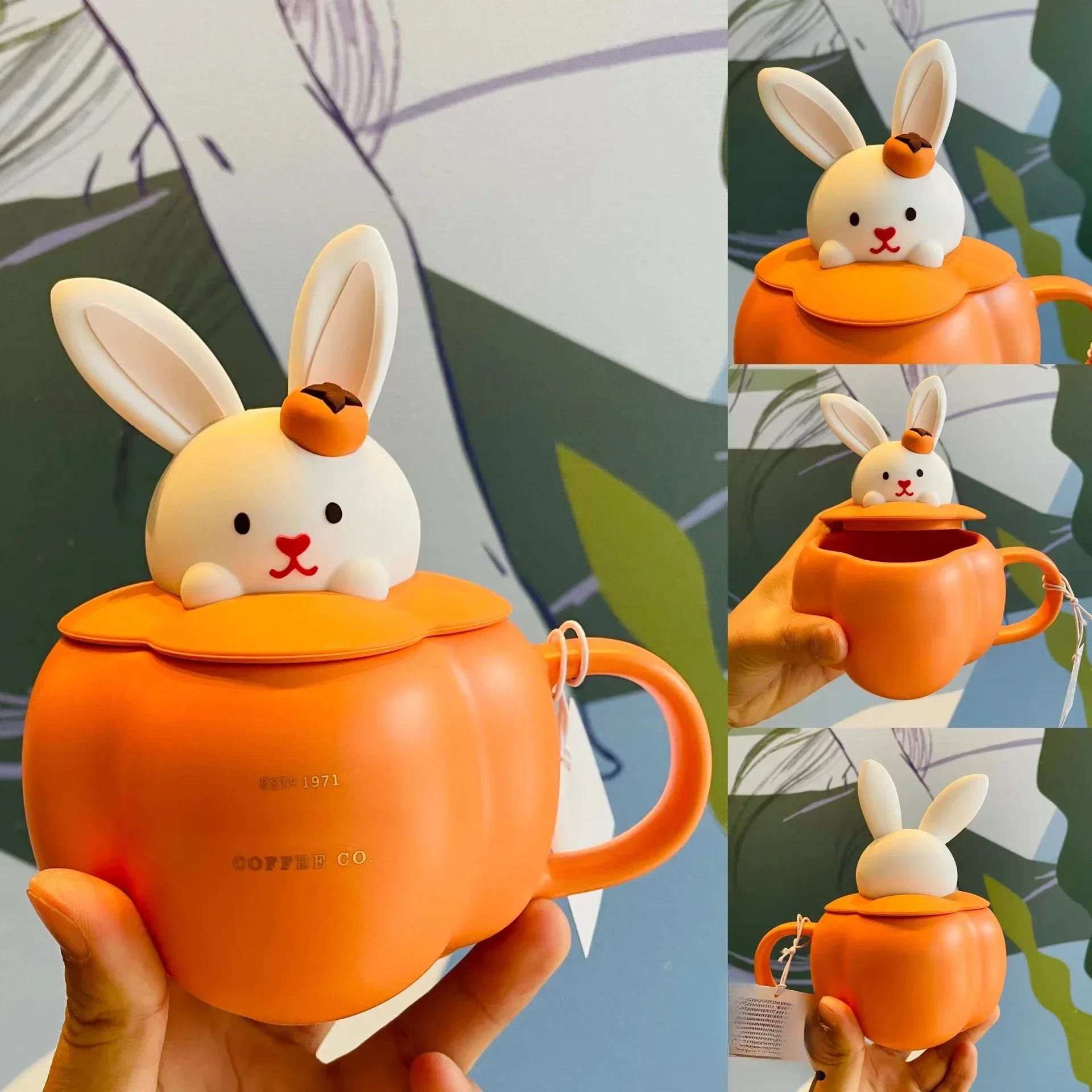 Year of The Rabbit Persimmon Persimmon Ruyi Cute Rabbit Three-dimensional Persimmon Ceramic Mark Drinking Cup with Lid