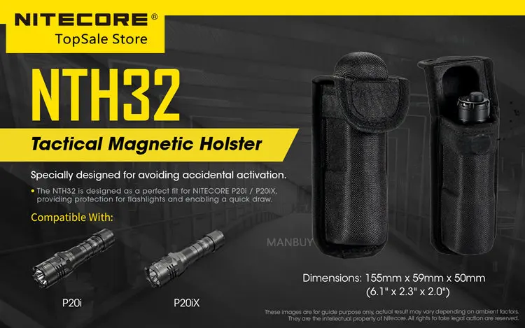 Genuine Nitecore NTH32 Tactical Magnetic Holster Original Professional Light Accessories Mount Holder of P20i P20iUV P20iX Torch