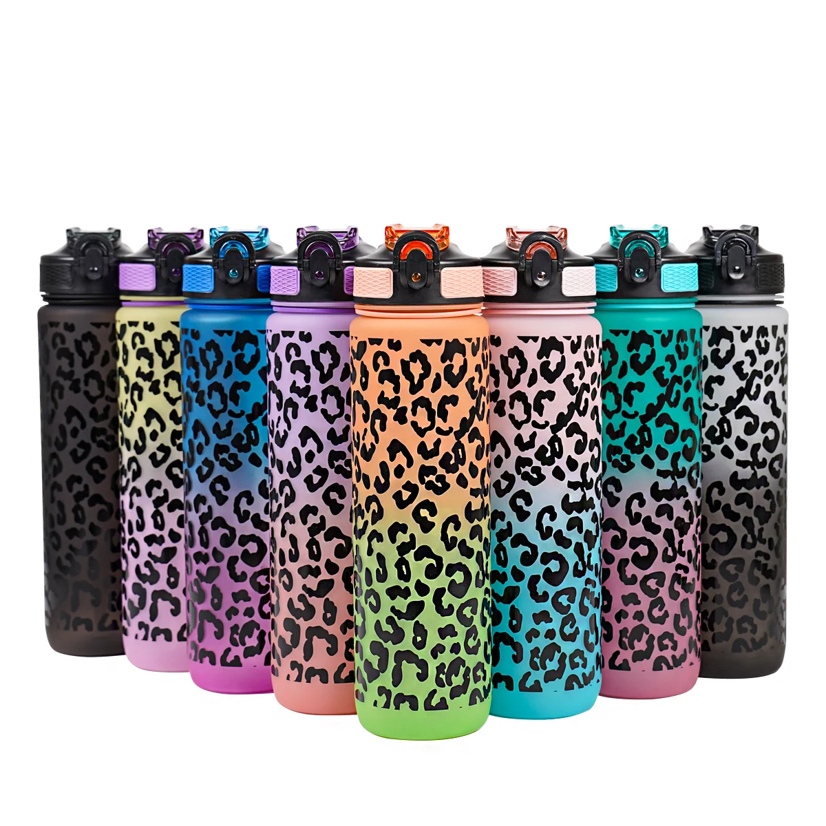 Leopard print Water Bottle with Straw 1L High Quality Tour Hiking Portable My Favorite Drink Bottles