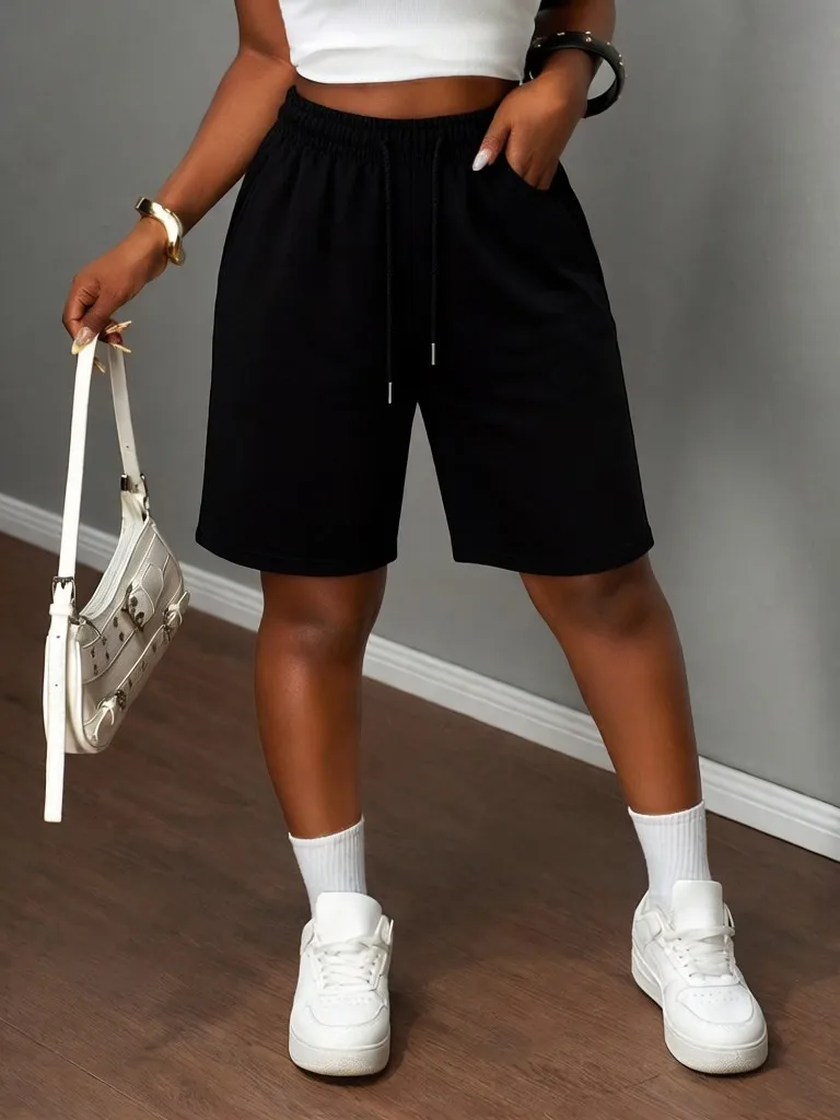 Fitness Summer Loose Sweatpants Woman Casual Simple Sport Bottom Running Cool Pocket Shorts Fashion Classic Stretch Short Pants