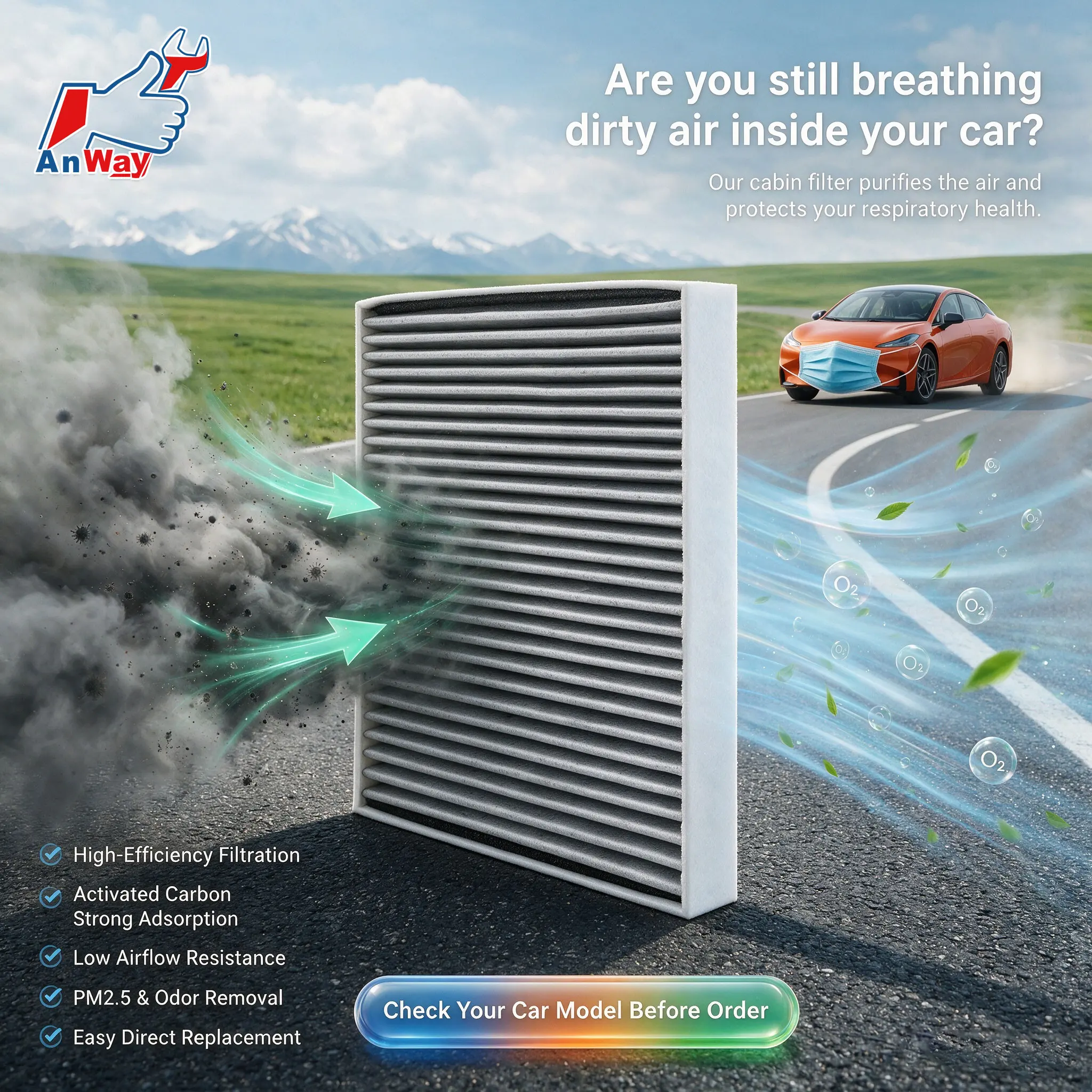 Custom Fit Car Cabin Air Filter For Hyptec GT 2023‑2026 High Flow Air Intake Replacement Auto Air Intake Filter High Performance