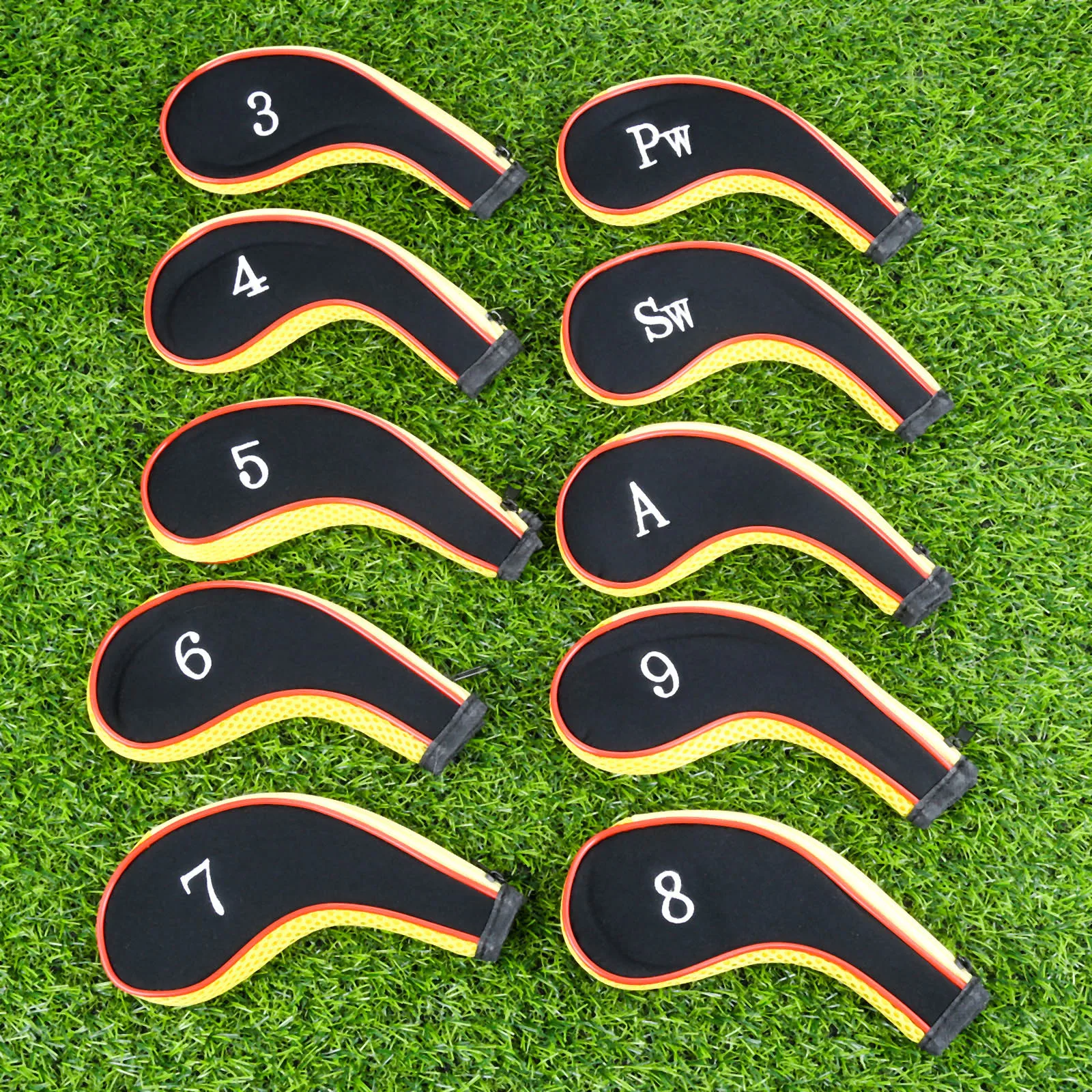 10Pcs Neoprene Golf Club Head Covers Iron Head Wedge Headcover Protect Set Number Printed With Zipper Golf Club Accessories