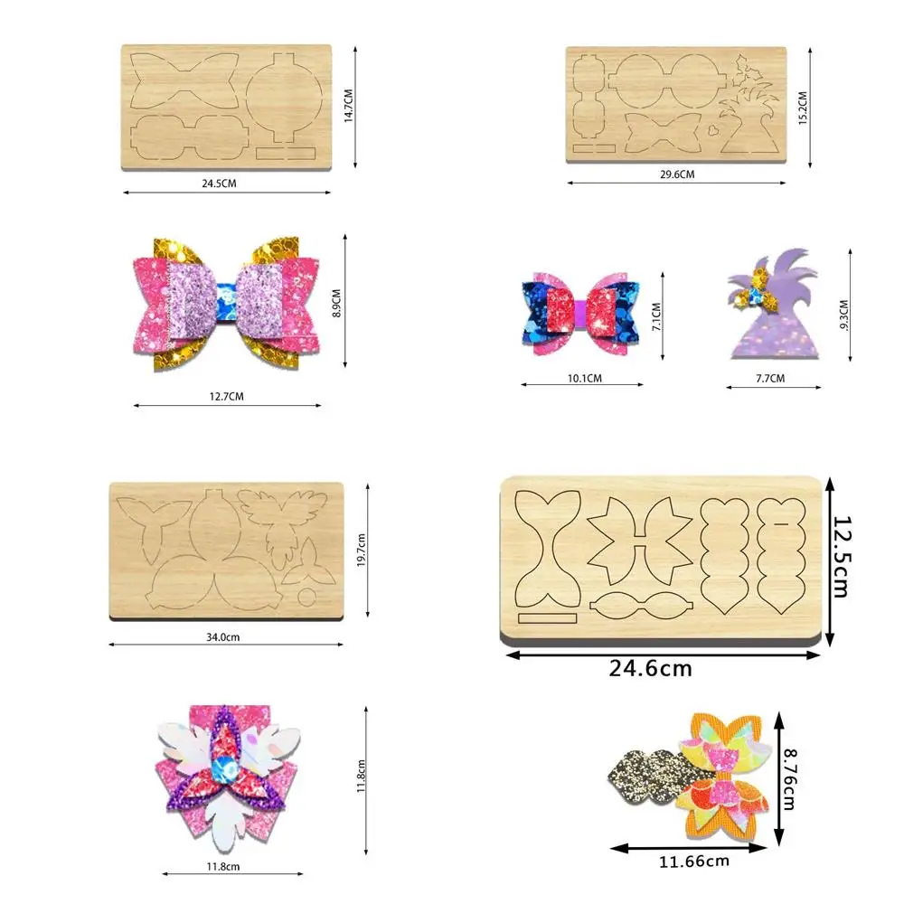 

Форма «сделай сам» для ножа с бантом, деревянные штампы для резки, зажимы для волос из нетканого материала и кожи, подходят для обычных машинок для резки больших снимков и Sizzix