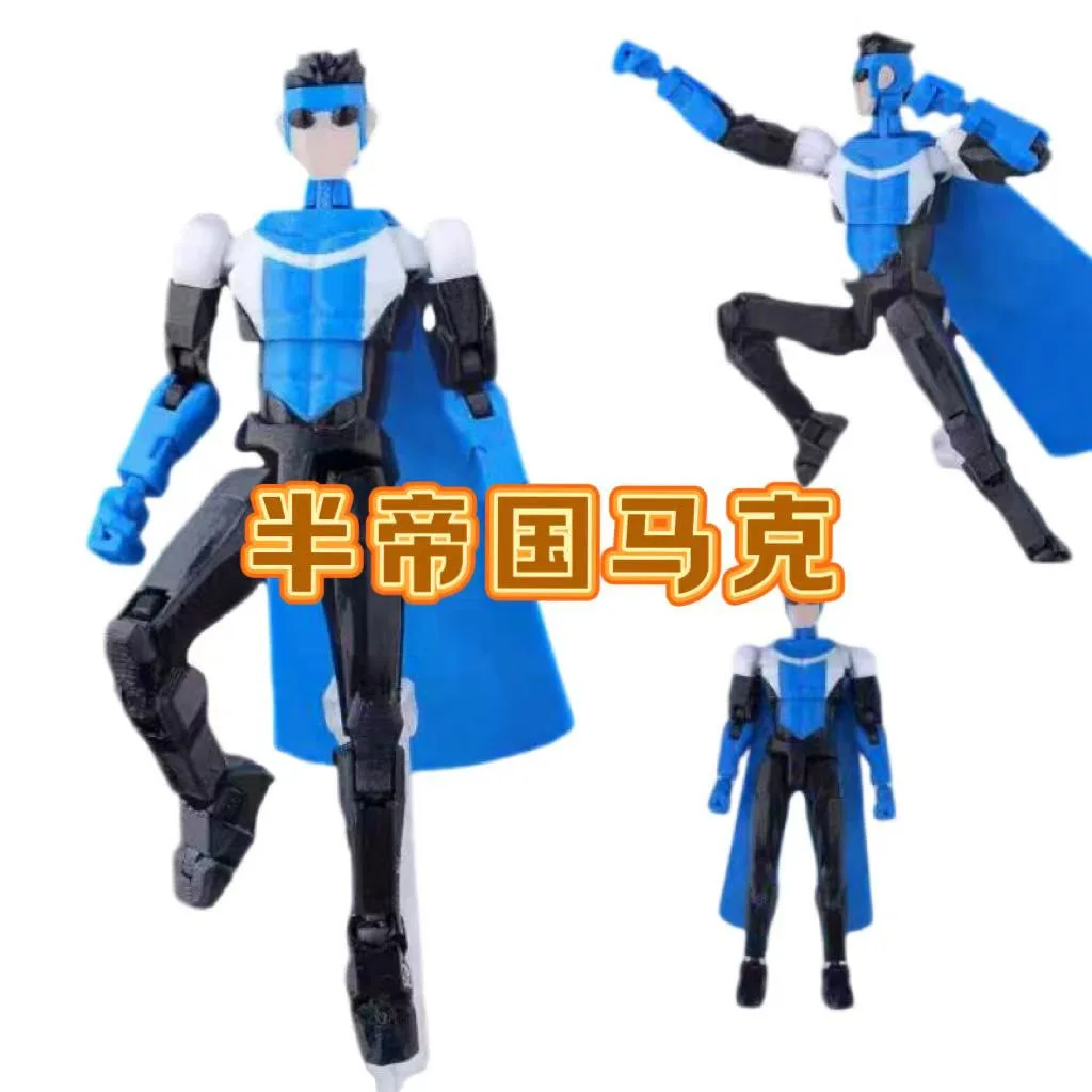 3D-gedruckte, mehrfach bewegliche Puppe, Spielzeugfigur Invincible Young Hero 2.0, blau-schwarzes Modell, fertige Dekoration – Detail 9