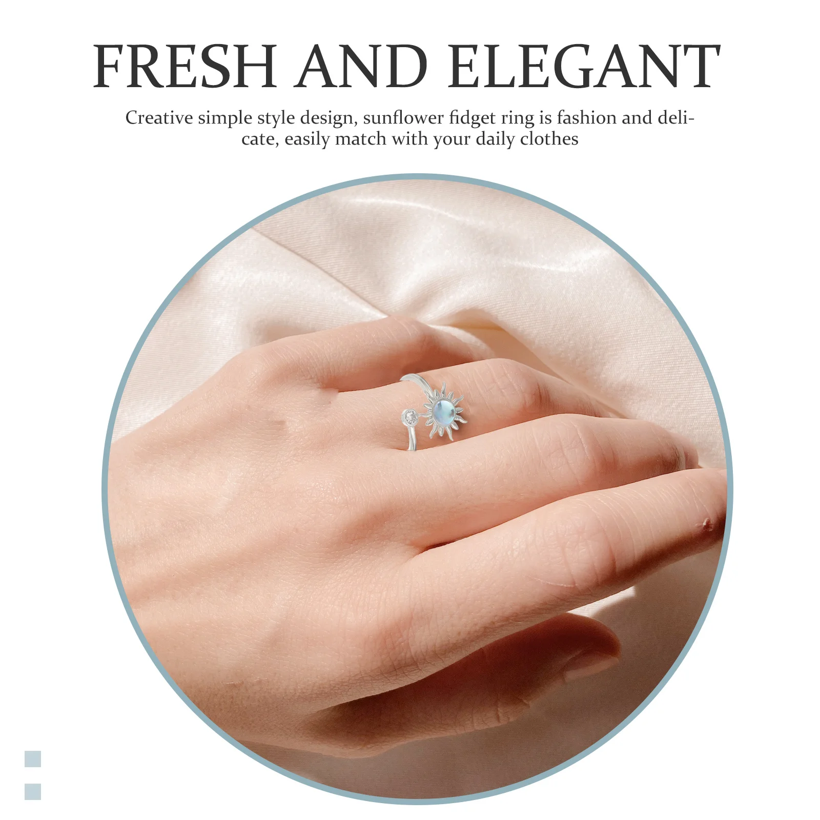 Anneau Fidget tournesol ouvert et réglable, bijoux de Costume esthétique pour adolescentes, cadeaux pour femmes, cadeaux tournesol pour femmes