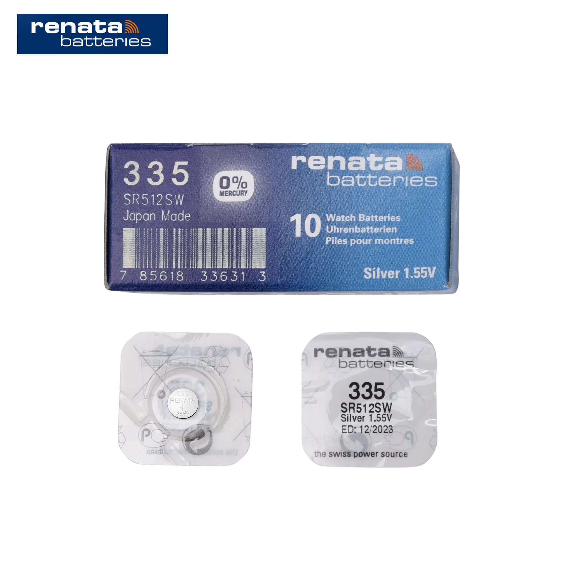 10Xrenata Silver Oxide Watch Battery 335 SR512SW 3351.55V  100% original brand renata 335 renata 512 battery