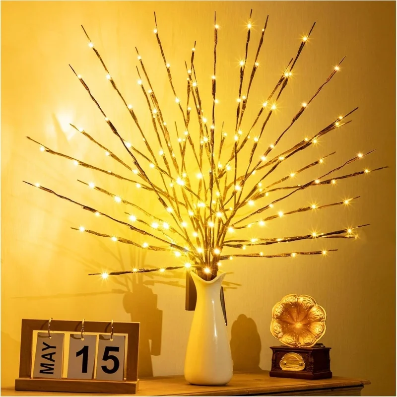 LED Christmas Tree Branch Lights Battery Operated Bendable Twig Branch Lights For Home Indoor Vase Holiday Festival Decoration