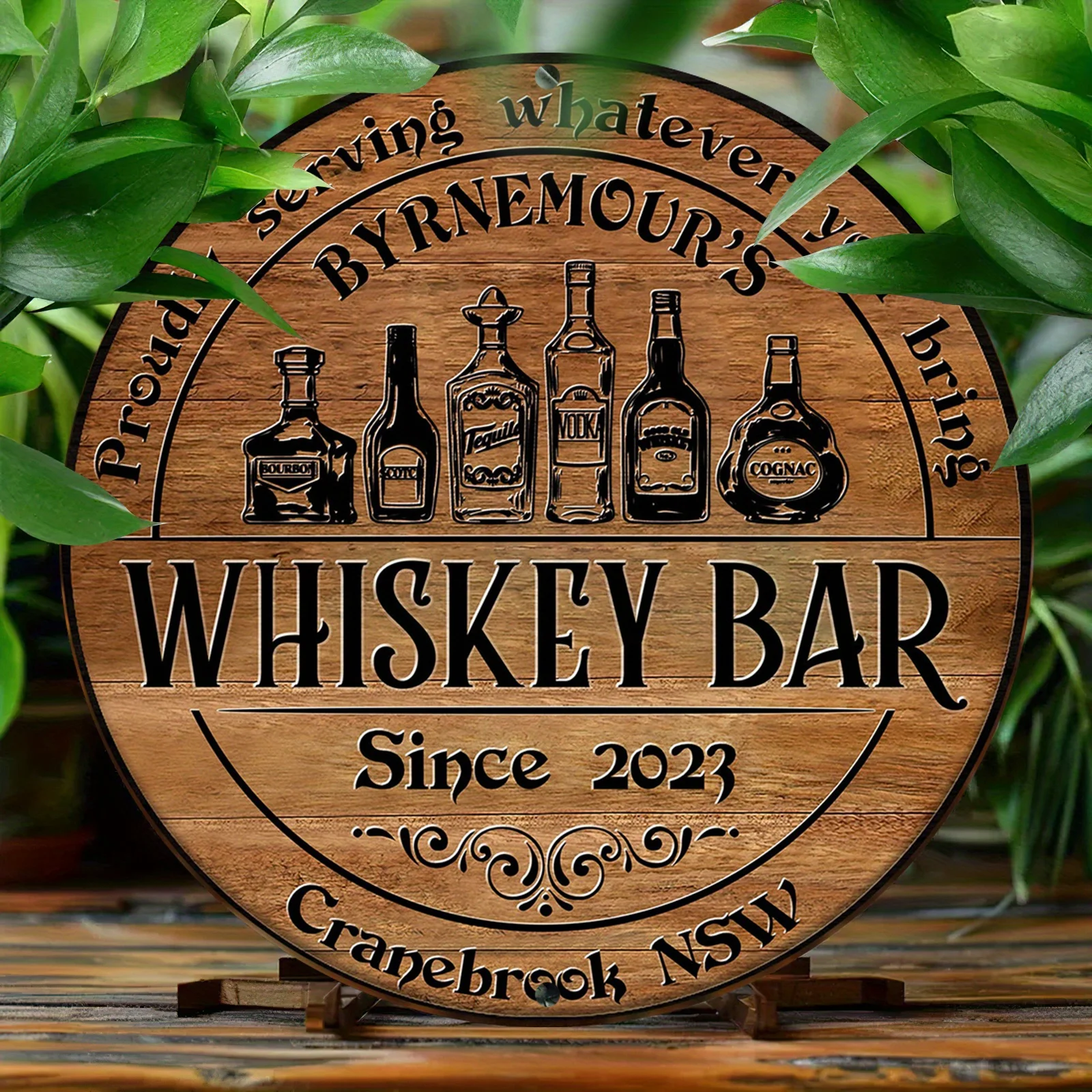 Aluminum Whiskey Bar Sign - 1pc Vintage Metal Wall Art, 2D Flat Print, Waterproof HD Printing, Pre-Drilled, Weather Resistant
