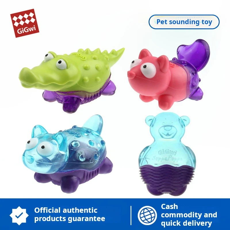 

GIGWI Pet Toys Suppa Puppa Series Q Kitten Fox Crocodile Raccoon for Puppy Molar Sounding Toys Bite Resistance Dog Accessories