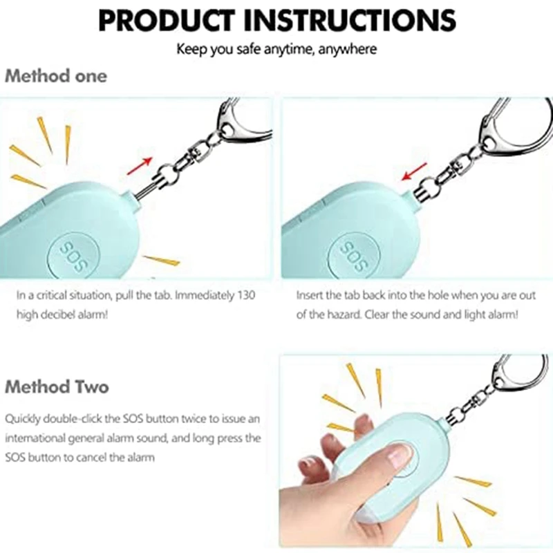 Top Deals Personal Alarm Pocket Alarms Torch Keychain Burglar Alarm Personal Emergency Alarm For Women Kids Elderly Student Jogg