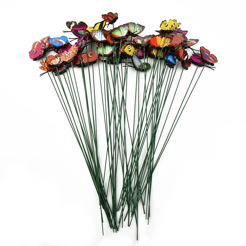 4cm 50pcs Simulation Butterflies Decoration New Garden Yard Planters Colorful Butterfly Stakes Decoracion Outdoor Lawn Ornaments