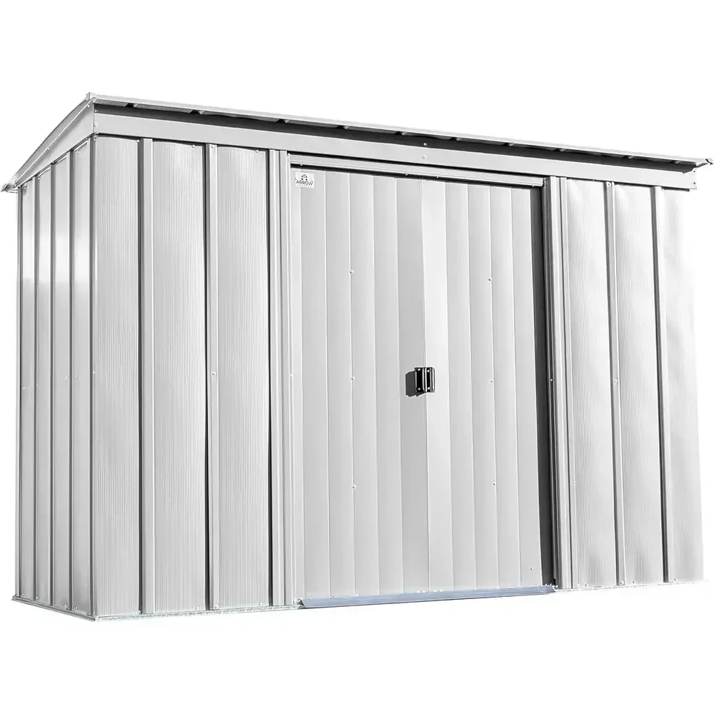 Classic 10' x 4' Outdoor Padlockable Steel Storage Shed Building, lute Grey